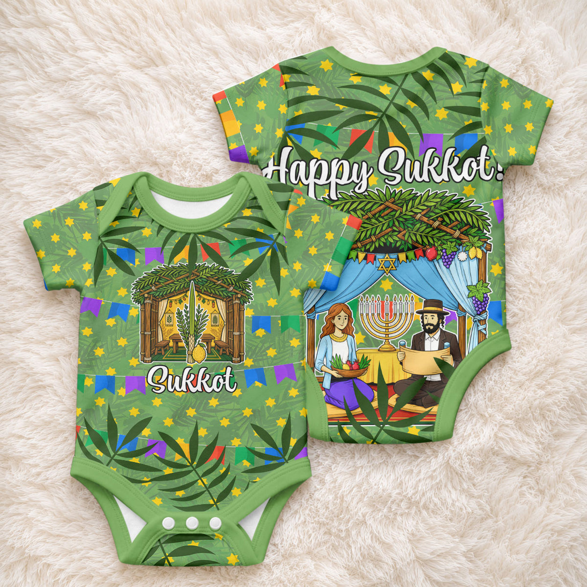 Sukkot Jewish Baby Onesie Colorful Sukkot Festival Of Tabernacles