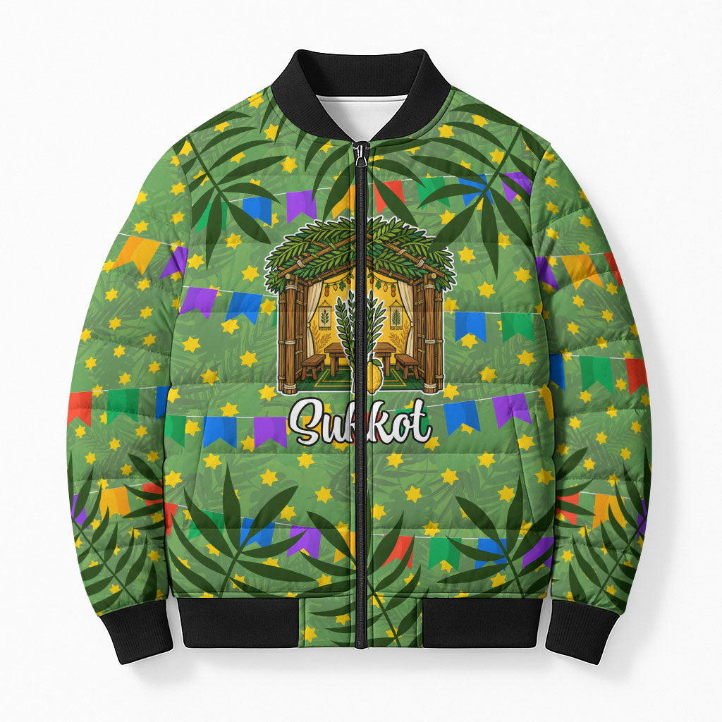Sukkot Jewish Bomber Puffer Jacket Colorful Sukkot Festival Of Tabernacles