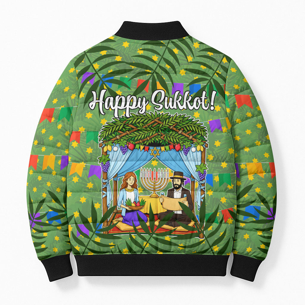 Sukkot Jewish Bomber Puffer Jacket Colorful Sukkot Festival Of Tabernacles