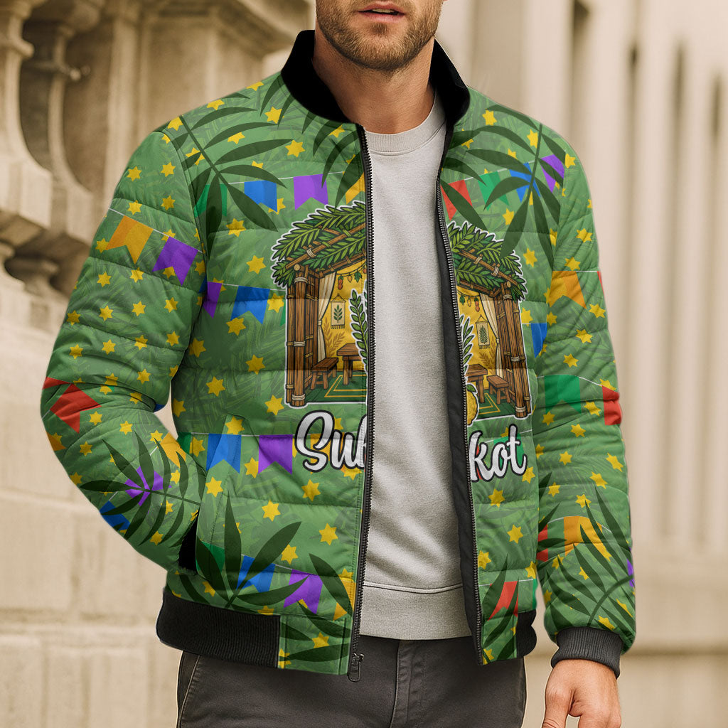 Sukkot Jewish Bomber Puffer Jacket Colorful Sukkot Festival Of Tabernacles