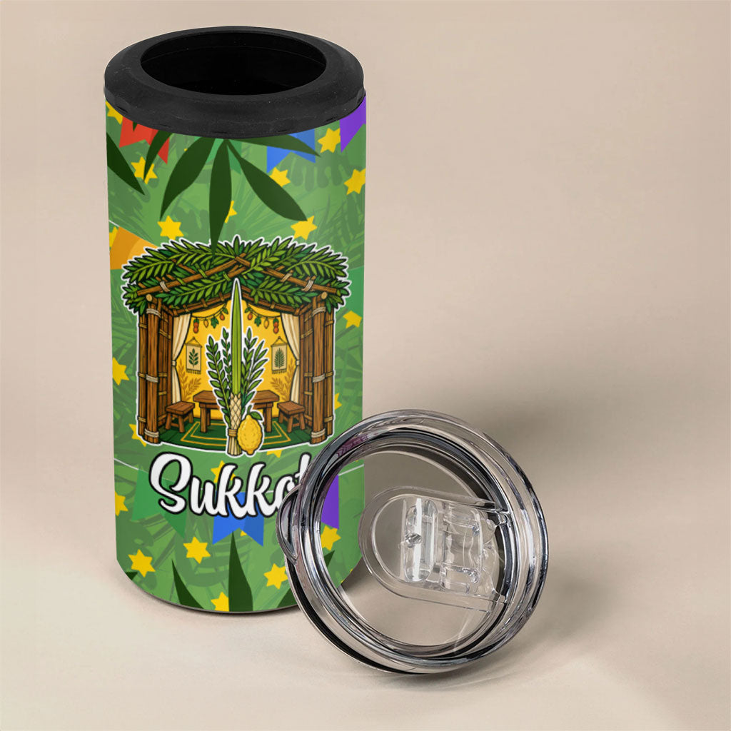 Sukkot Jewish 4 in 1 Can Cooler Tumbler Colorful Sukkot Festival Of Tabernacles