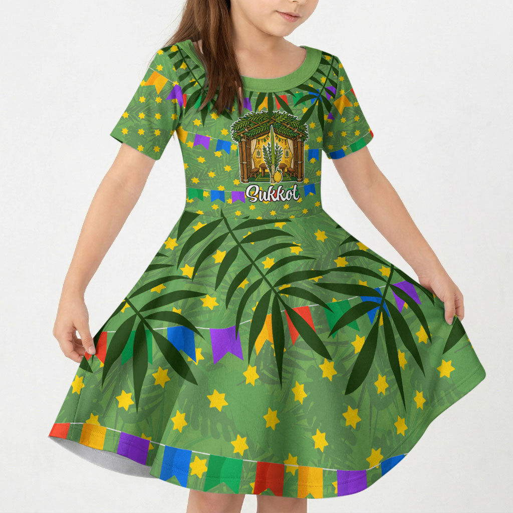 Sukkot Jewish Kid Short Sleeve Dress Colorful Sukkot Festival Of Tabernacles