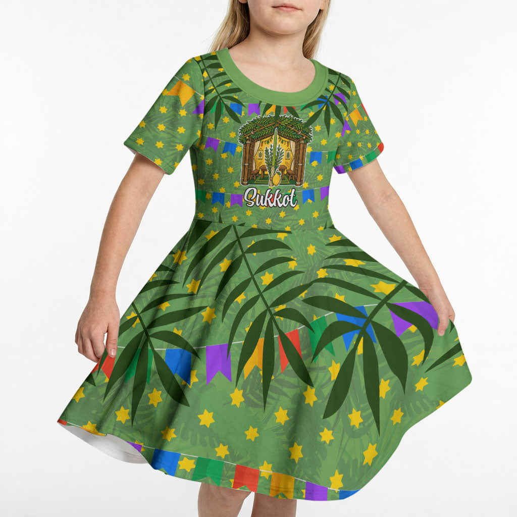 Sukkot Jewish Kid Short Sleeve Dress Colorful Sukkot Festival Of Tabernacles