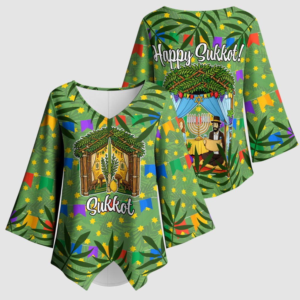 Sukkot Jewish Kimono Sleeve Blouse Colorful Sukkot Festival Of Tabernacles