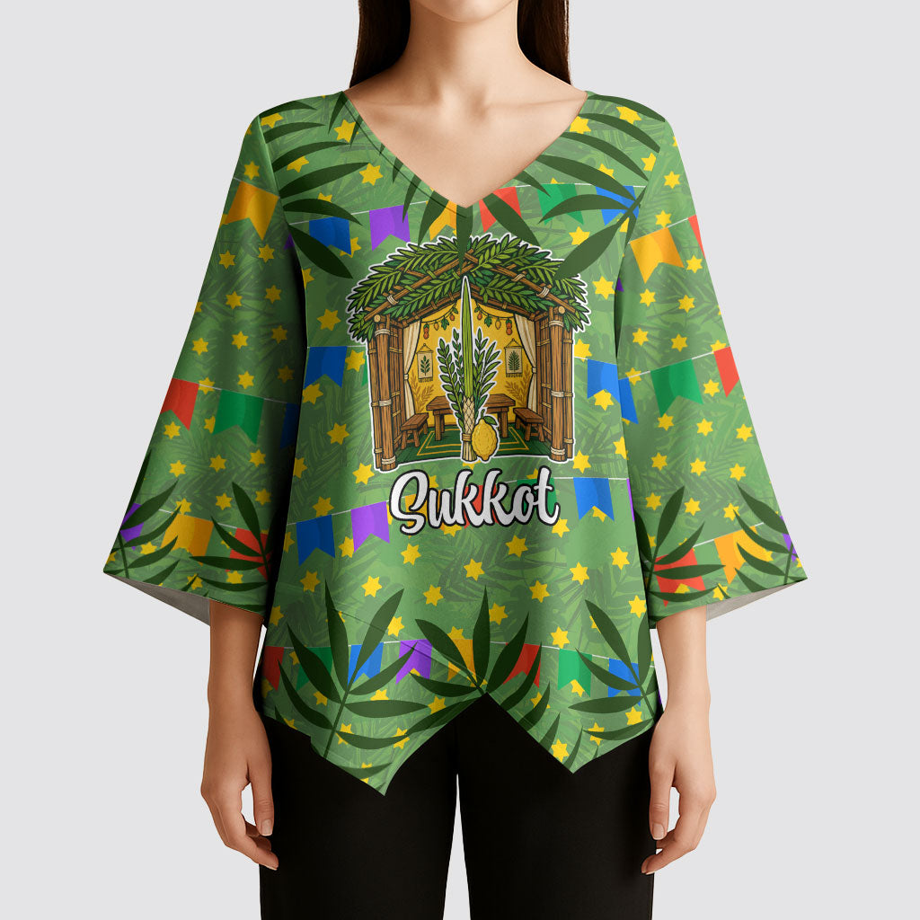 Sukkot Jewish Kimono Sleeve Blouse Colorful Sukkot Festival Of Tabernacles