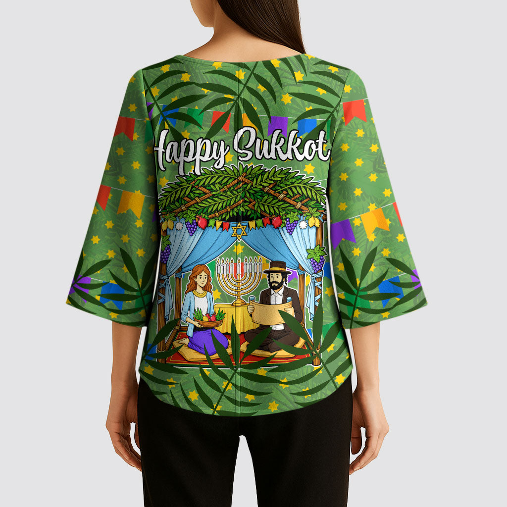 Sukkot Jewish Kimono Sleeve Blouse Colorful Sukkot Festival Of Tabernacles