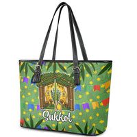 Sukkot Jewish Leather Tote Bag Colorful Sukkot Festival Of Tabernacles