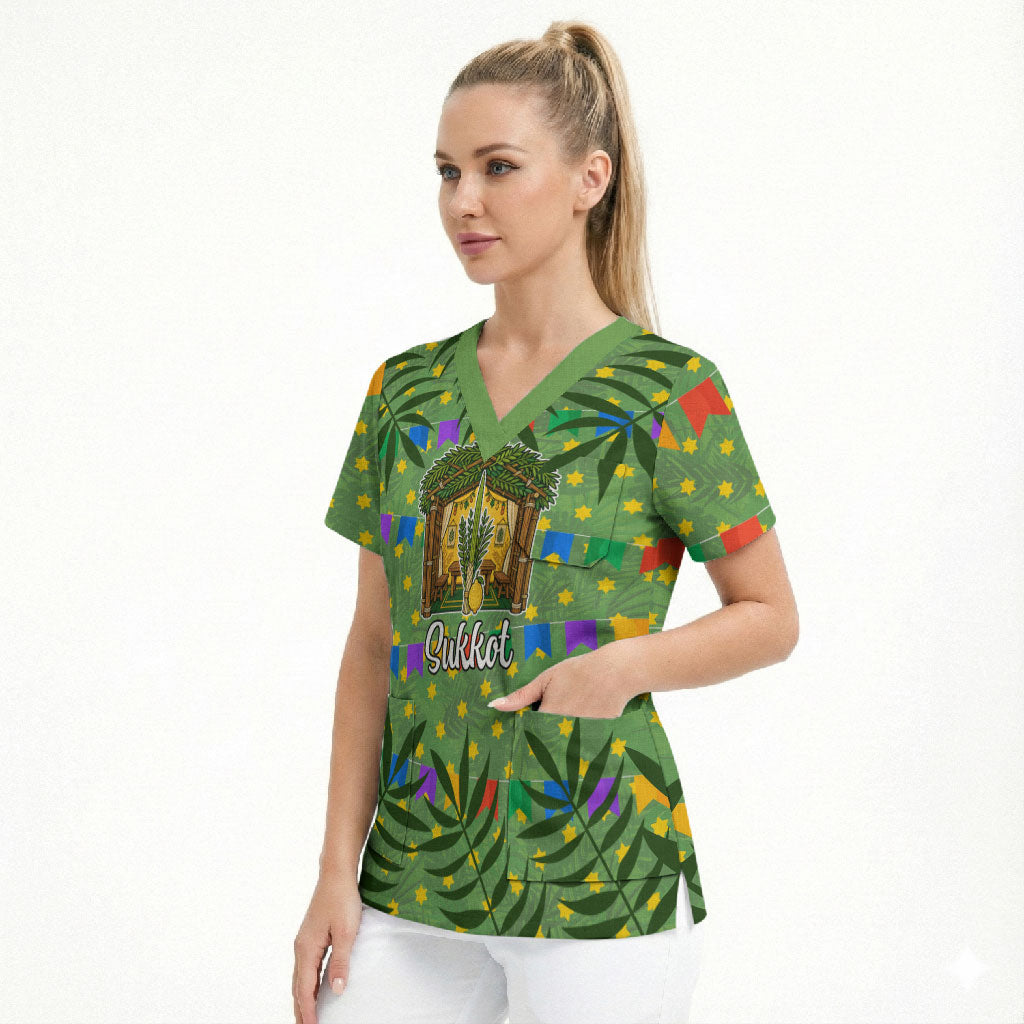 Sukkot Jewish Scrub Top Colorful Sukkot Festival Of Tabernacles