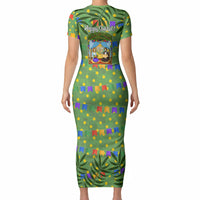 Sukkot Jewish Short Sleeve Bodycon Dress Colorful Sukkot Festival Of Tabernacles