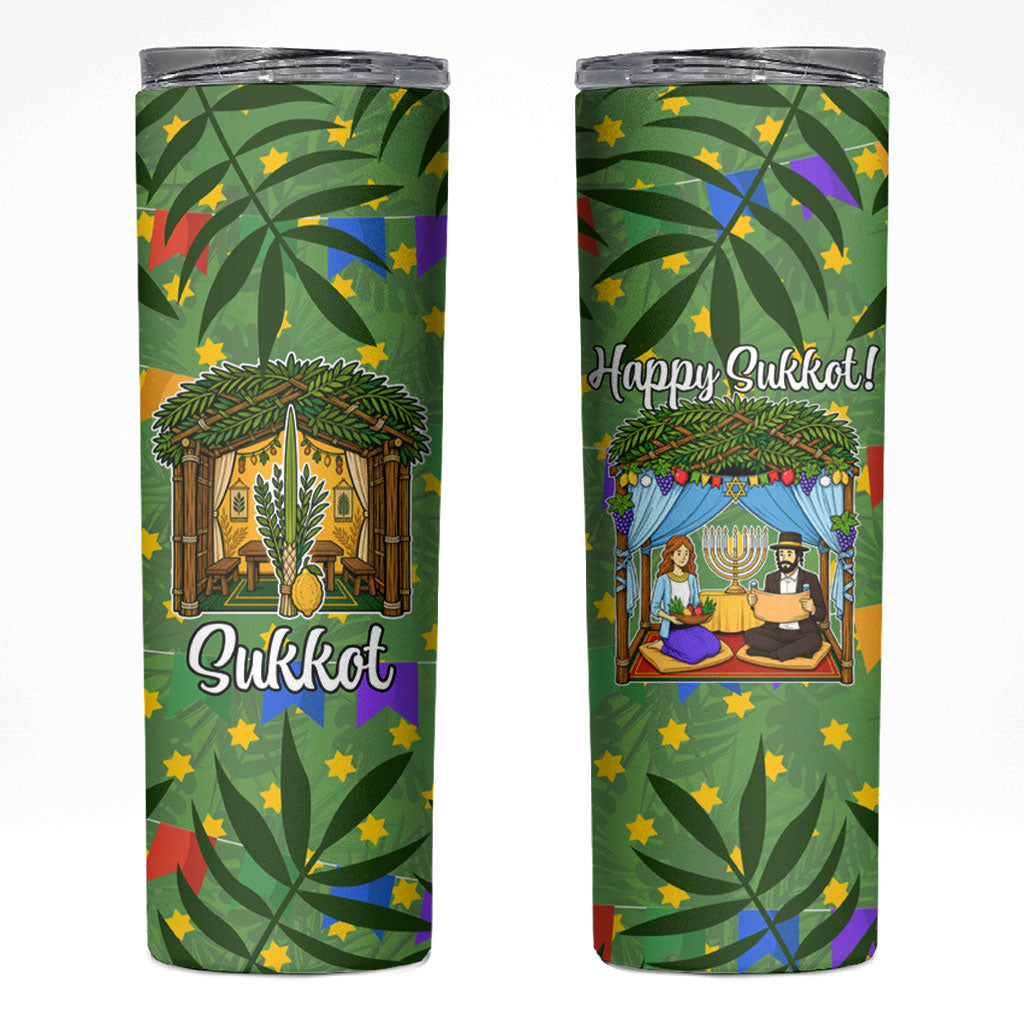 Sukkot Jewish Skinny Tumbler Colorful Sukkot Festival Of Tabernacles