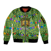 Sukkot Jewish Sleeve Zip Bomber Jacket Colorful Sukkot Festival Of Tabernacles