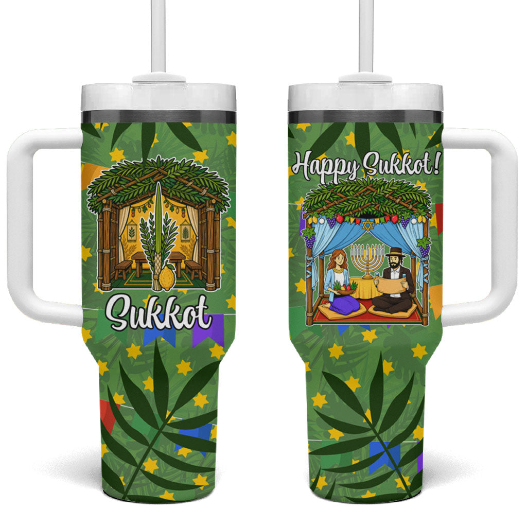 Sukkot Jewish Tumbler With Handle Colorful Sukkot Festival Of Tabernacles