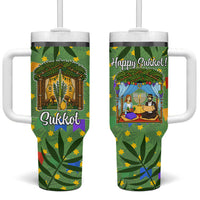 Sukkot Jewish Tumbler With Handle Colorful Sukkot Festival Of Tabernacles