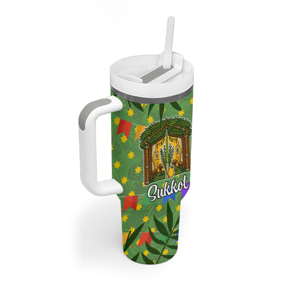 Sukkot Jewish Tumbler With Handle Colorful Sukkot Festival Of Tabernacles