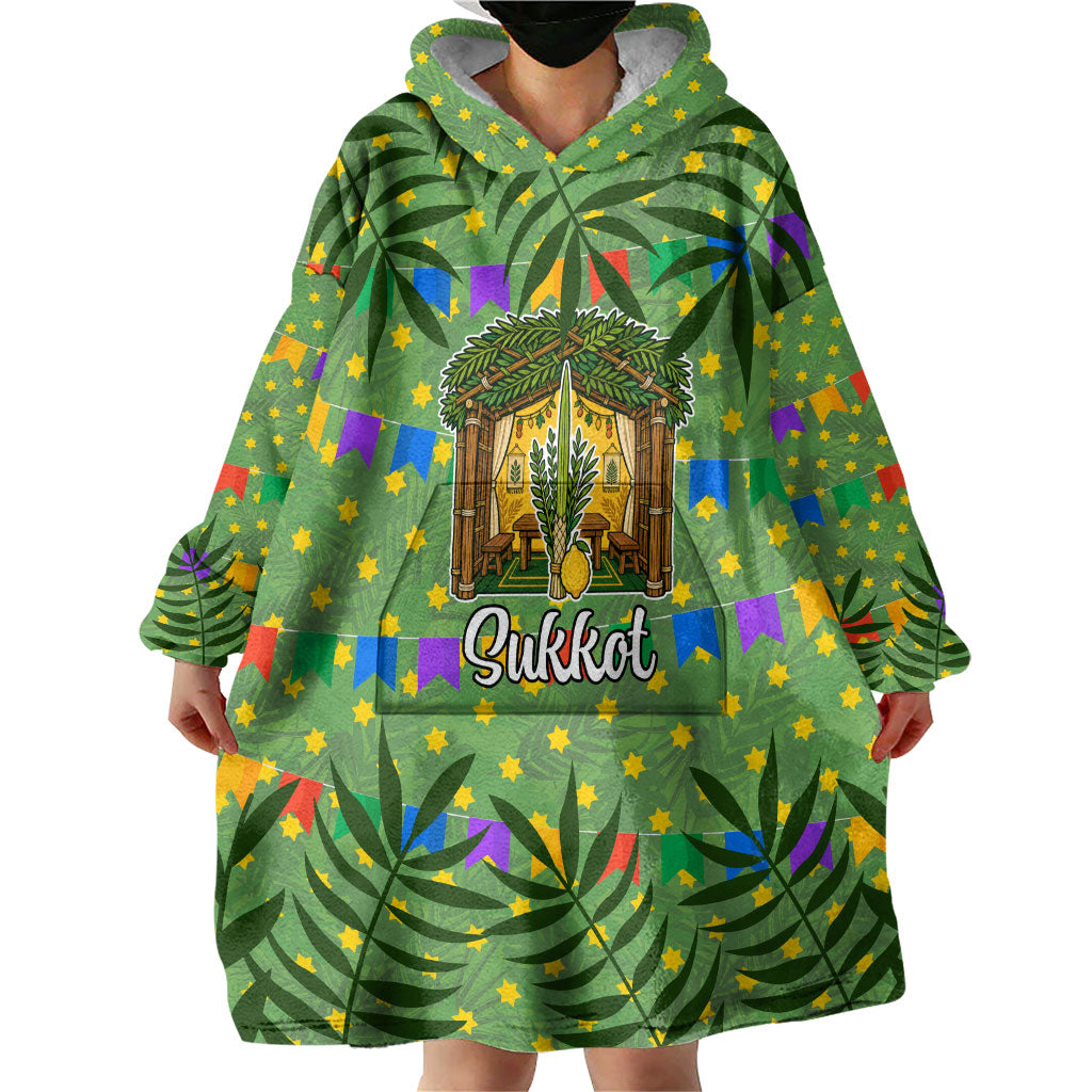 Sukkot Jewish Wearable Blanket Hoodie Colorful Sukkot Festival Of Tabernacles