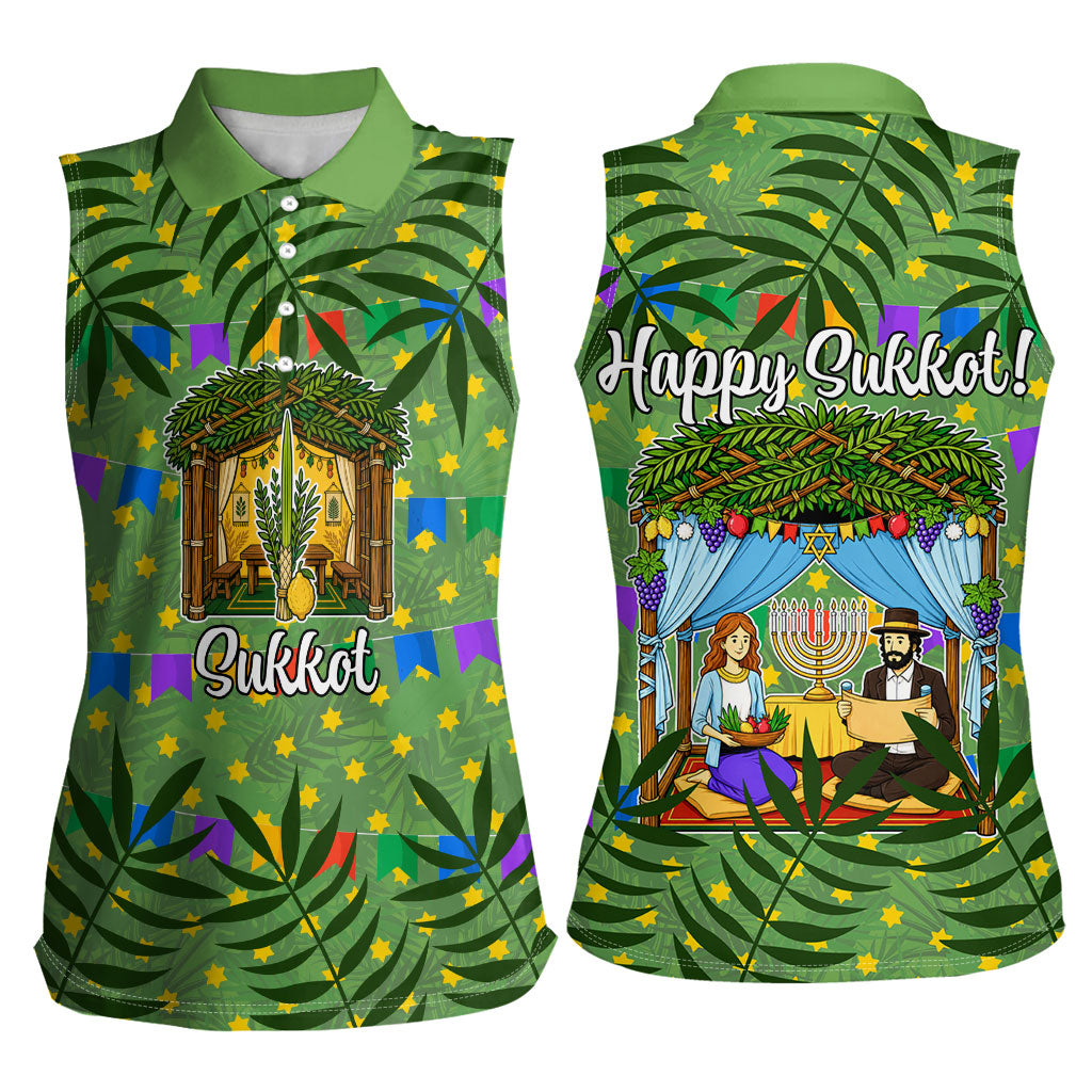 Sukkot Jewish Women Sleeveless Polo Shirt Colorful Sukkot Festival Of Tabernacles