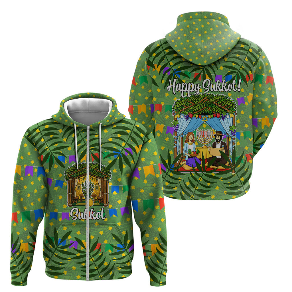 Sukkot Jewish Zip Hoodie Colorful Sukkot Festival Of Tabernacles