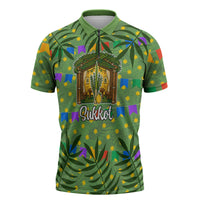 Sukkot Jewish Zipper Polo Shirt Colorful Sukkot Festival Of Tabernacles