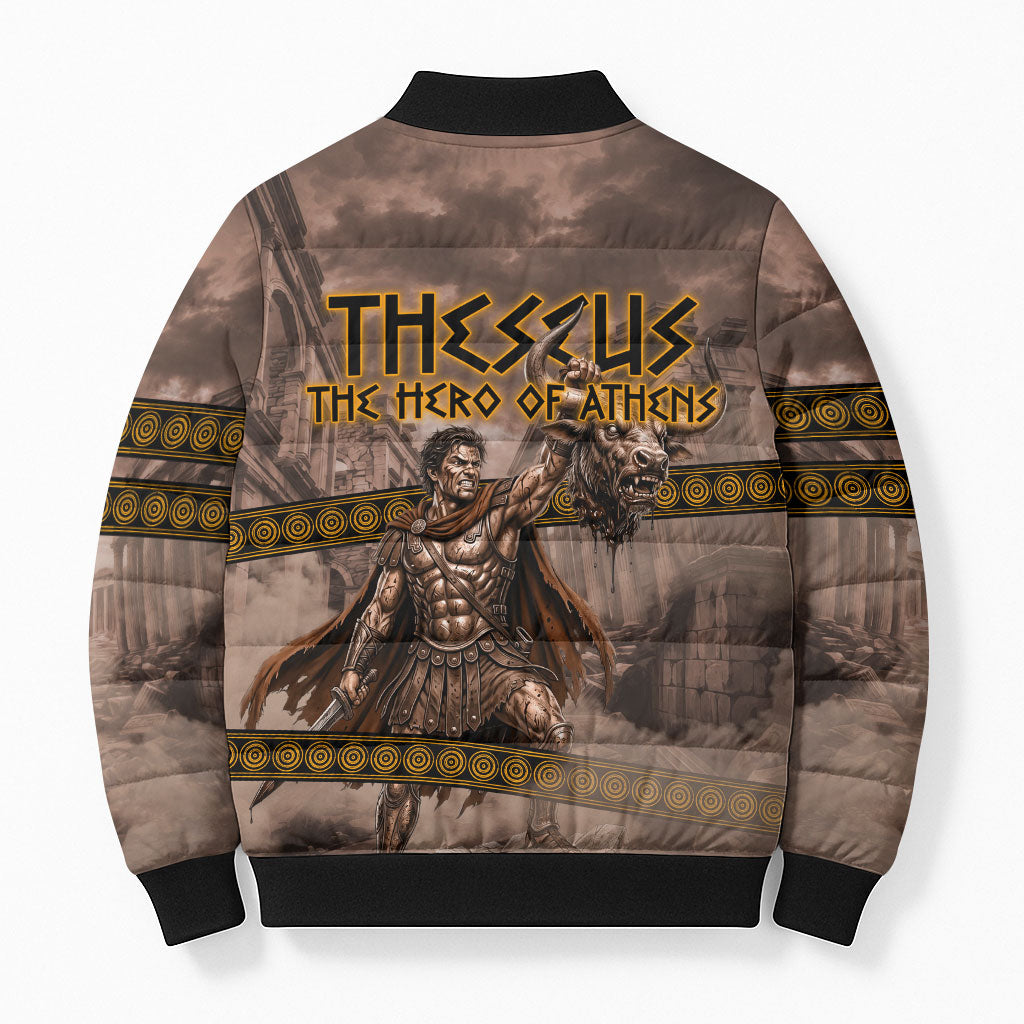Theseus The Hero Of Athens Bomber Puffer Jacket Greek Mythology Minotaur Ancient Warrior Art
