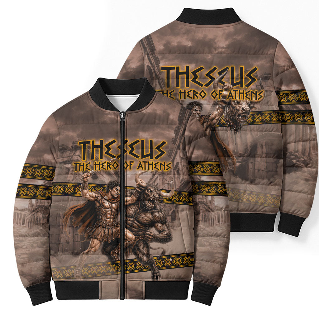 Theseus The Hero Of Athens Bomber Puffer Jacket Greek Mythology Minotaur Ancient Warrior Art