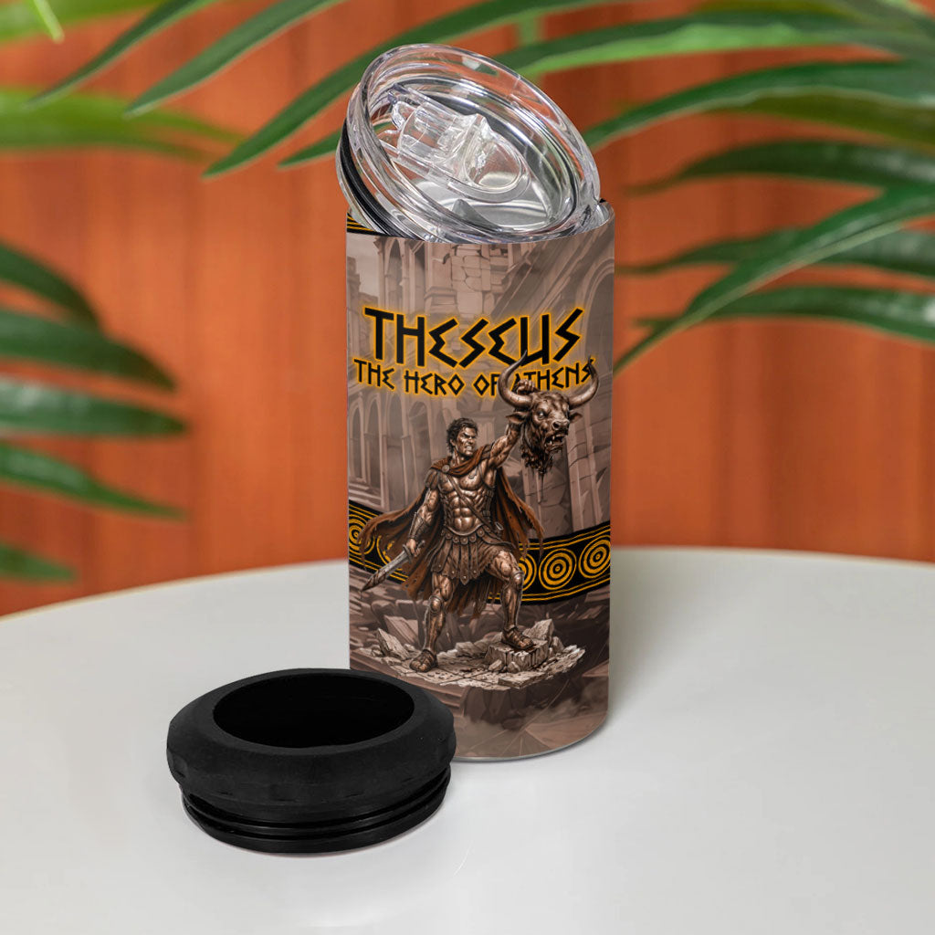 Theseus The Hero Of Athens 4 in 1 Can Cooler Tumbler Greek Mythology Minotaur Ancient Warrior Art