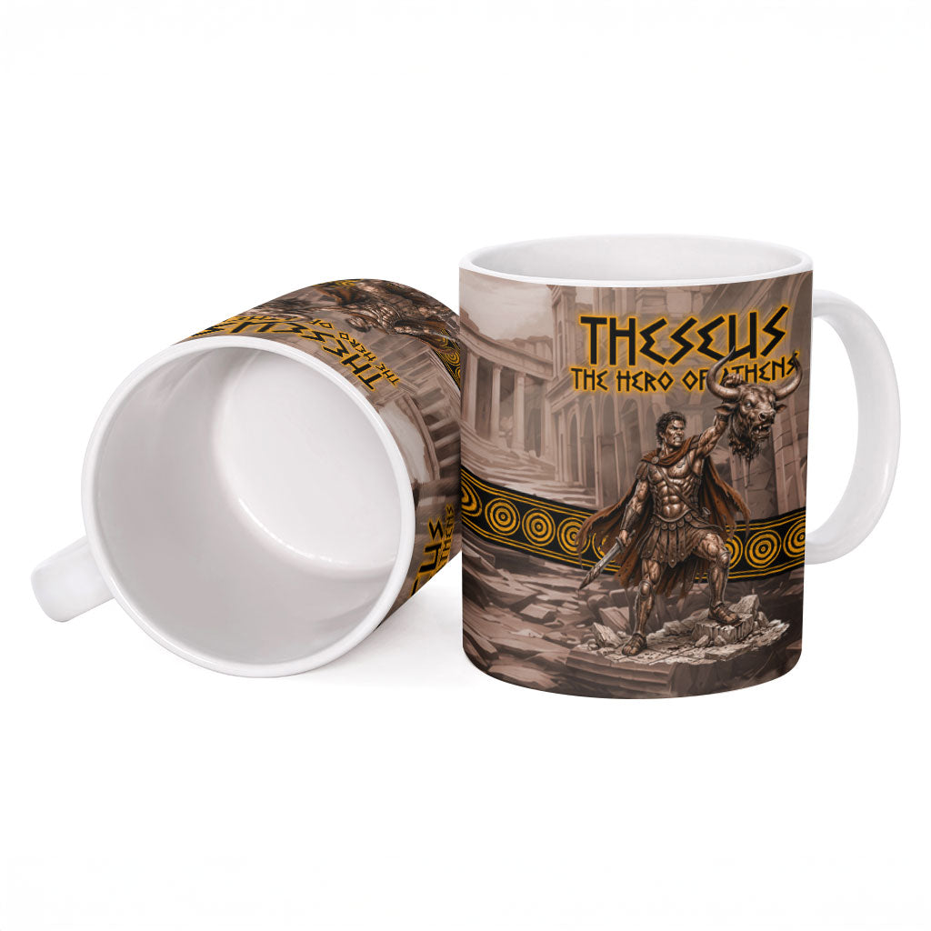Theseus The Hero Of Athens Ceramic Mug Greek Mythology Minotaur Ancient Warrior Art