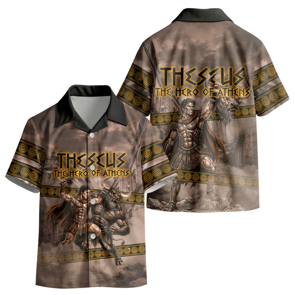 Theseus The Hero Of Athens Kid Hawaiian Shirt Greek Mythology Minotaur Ancient Warrior Art