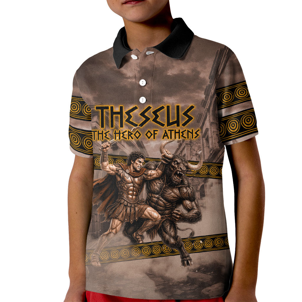 Theseus The Hero Of Athens Kid Polo Shirt Greek Mythology Minotaur Ancient Warrior Art