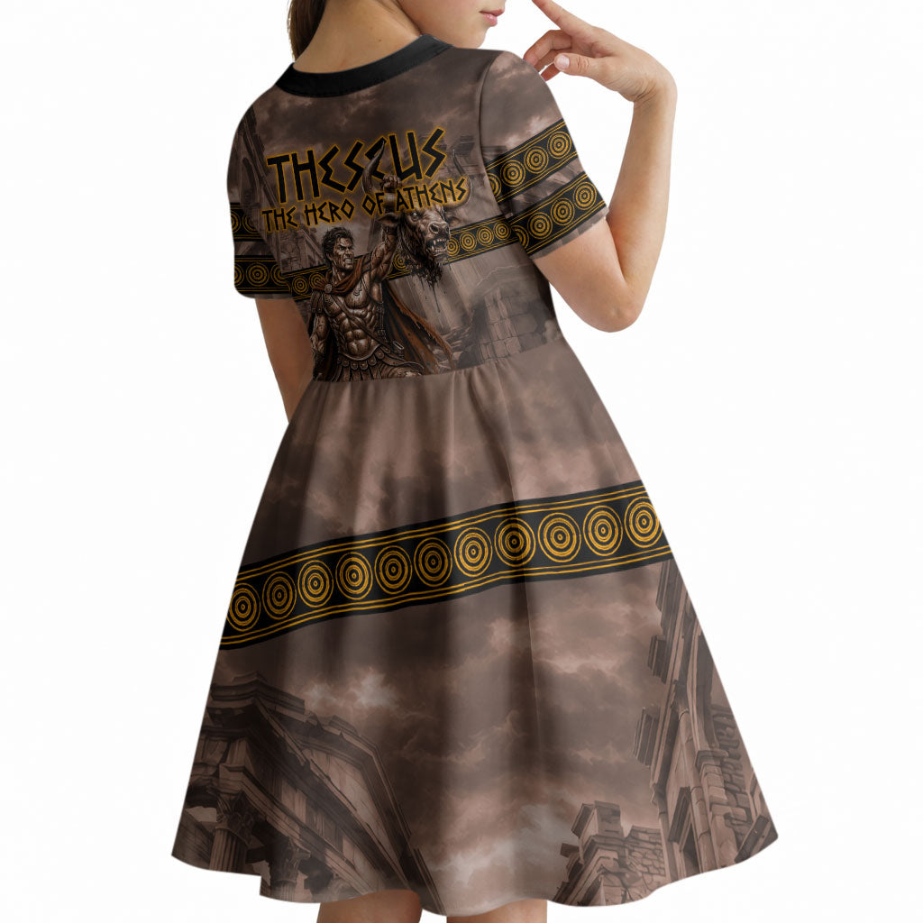 Theseus The Hero Of Athens Kid Short Sleeve Dress Greek Mythology Minotaur Ancient Warrior Art