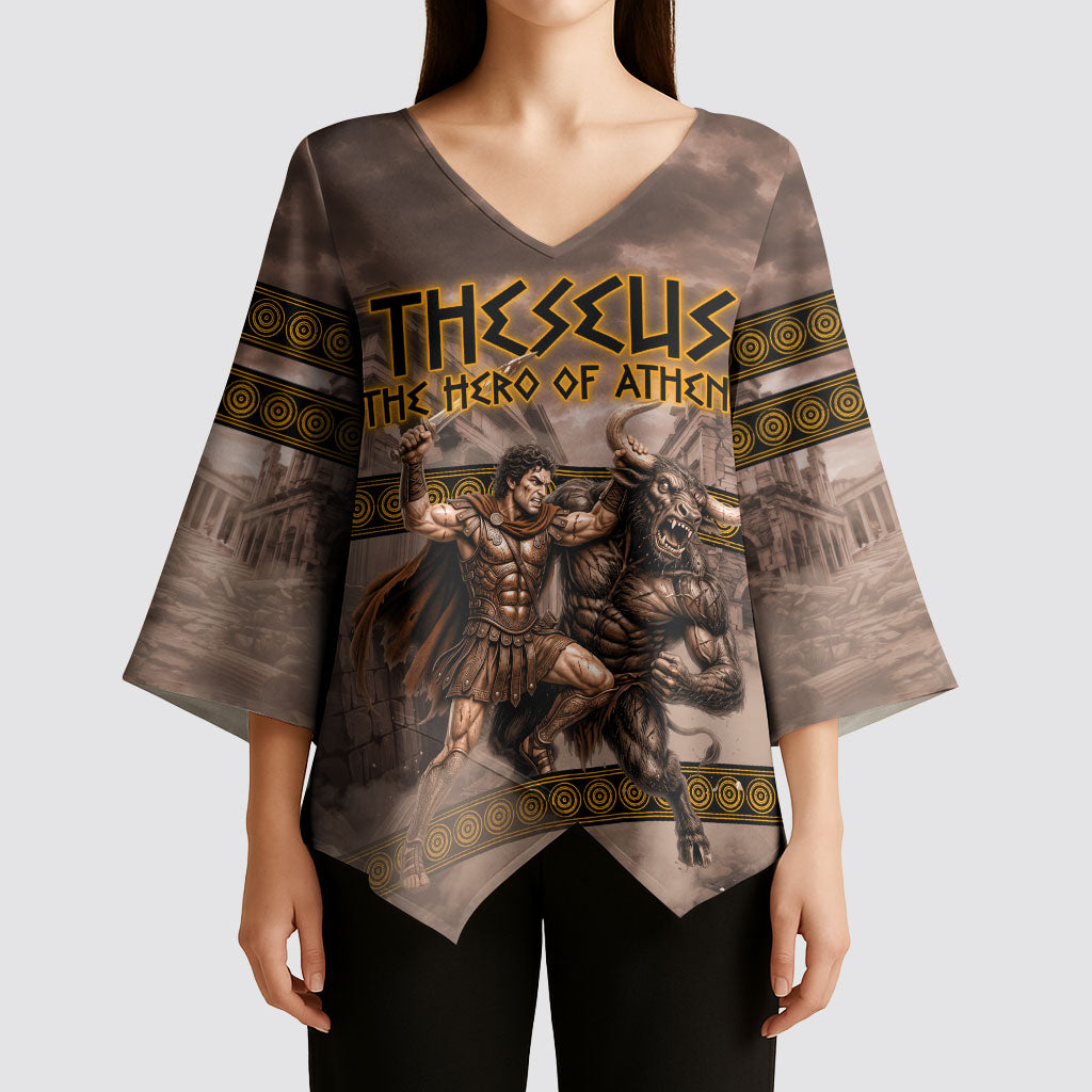 Theseus The Hero Of Athens Kimono Sleeve Blouse Greek Mythology Minotaur Ancient Warrior Art