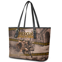 Theseus The Hero Of Athens Leather Tote Bag Greek Mythology Minotaur Ancient Warrior Art