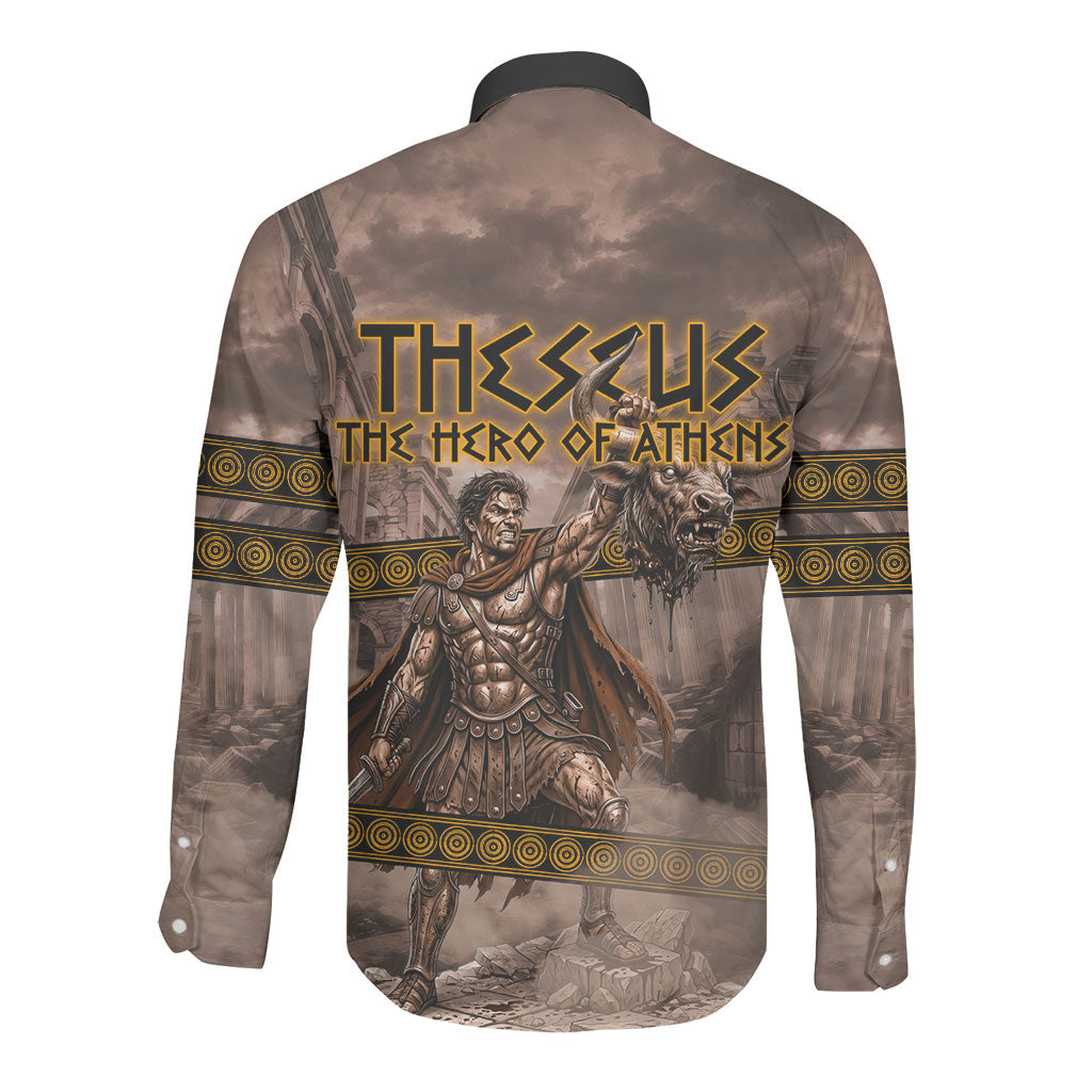 Theseus The Hero Of Athens Long Sleeve Button Shirt Greek Mythology Minotaur Ancient Warrior Art