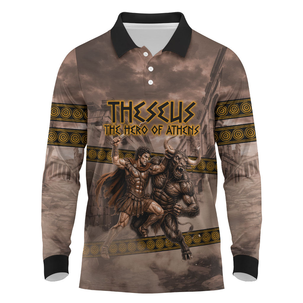 Theseus The Hero Of Athens Long Sleeve Polo Shirt Greek Mythology Minotaur Ancient Warrior Art