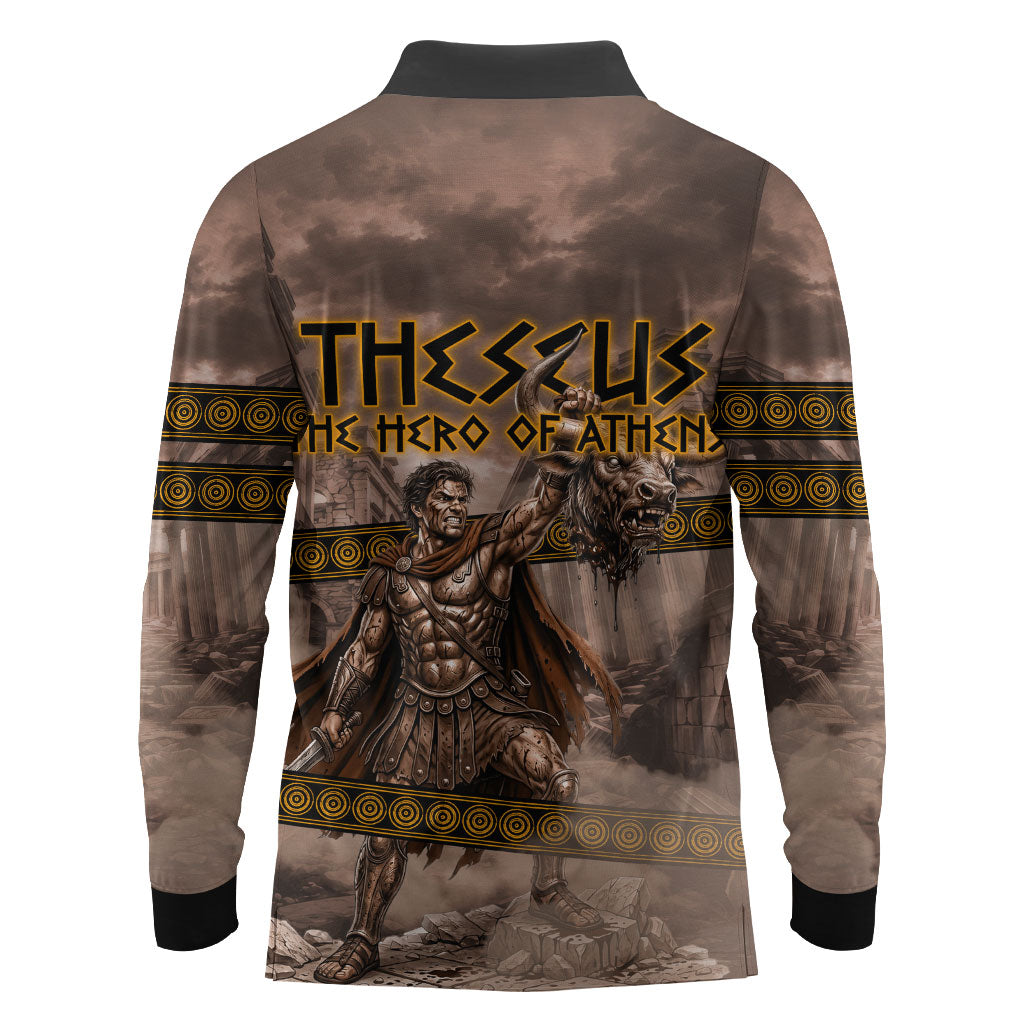 Theseus The Hero Of Athens Long Sleeve Polo Shirt Greek Mythology Minotaur Ancient Warrior Art