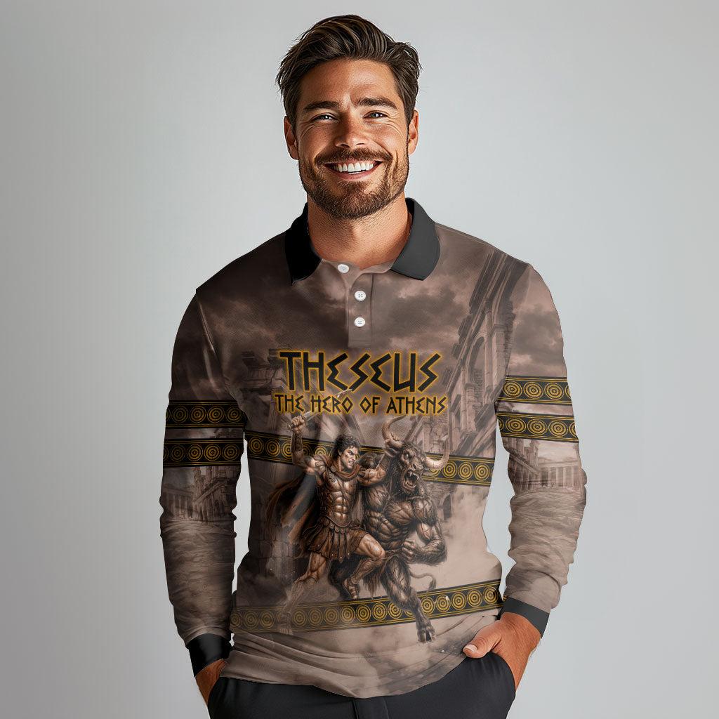 Theseus The Hero Of Athens Long Sleeve Polo Shirt Greek Mythology Minotaur Ancient Warrior Art