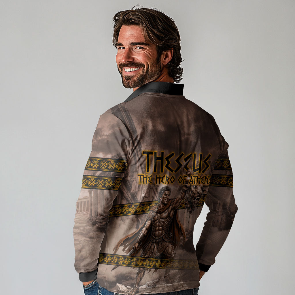 Theseus The Hero Of Athens Long Sleeve Polo Shirt Greek Mythology Minotaur Ancient Warrior Art