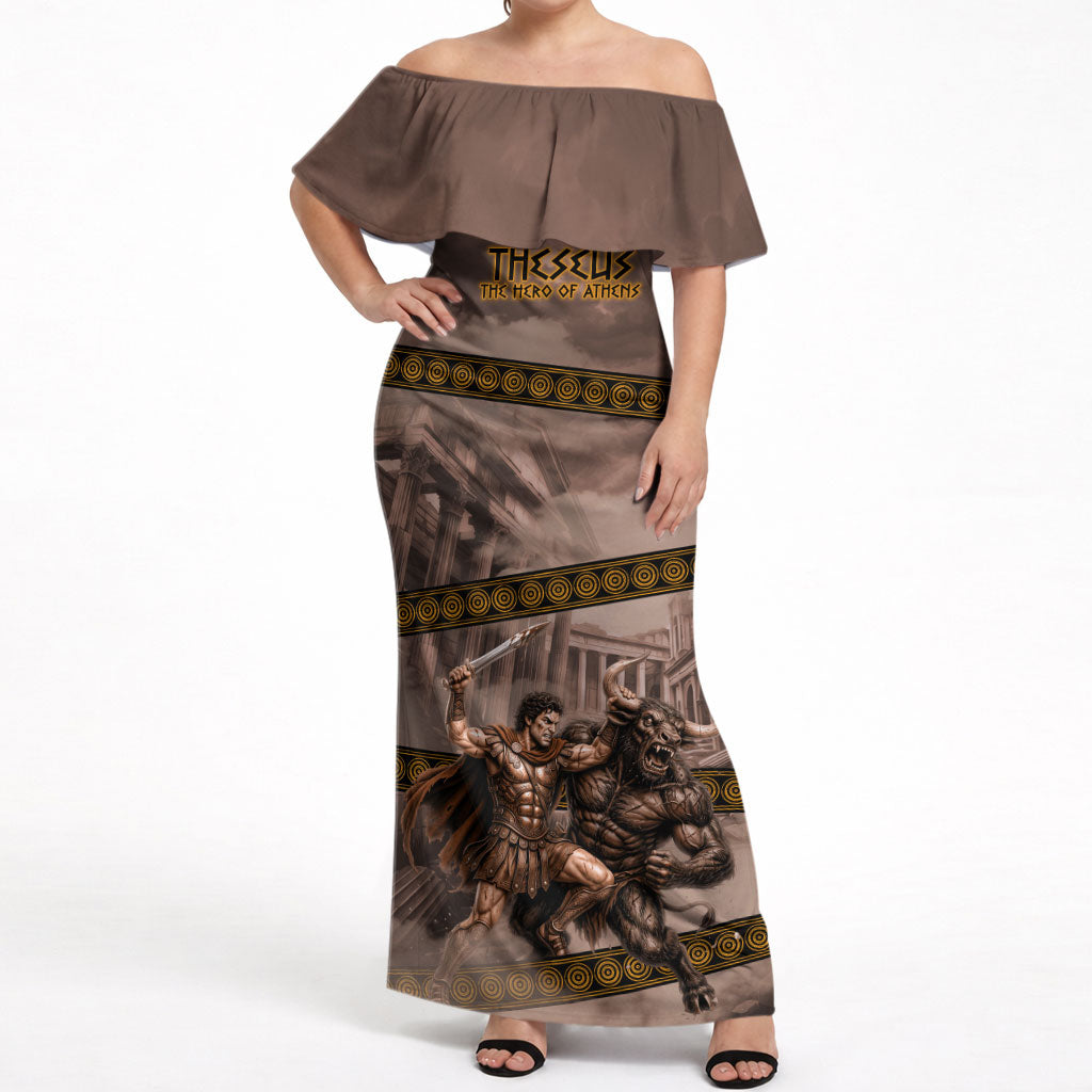 Theseus The Hero Of Athens Off Shoulder Maxi Dress Greek Mythology Minotaur Ancient Warrior Art