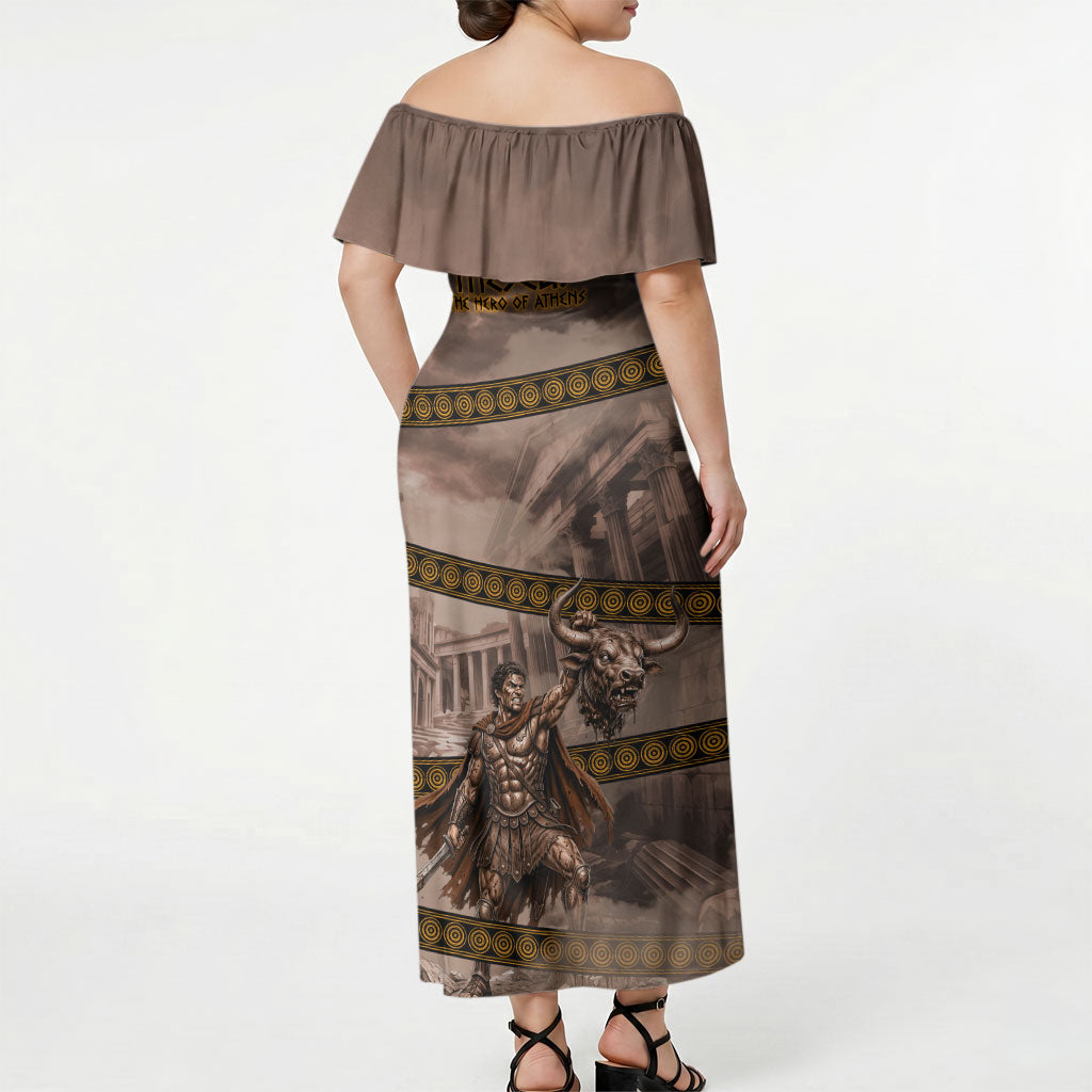 Theseus The Hero Of Athens Off Shoulder Maxi Dress Greek Mythology Minotaur Ancient Warrior Art