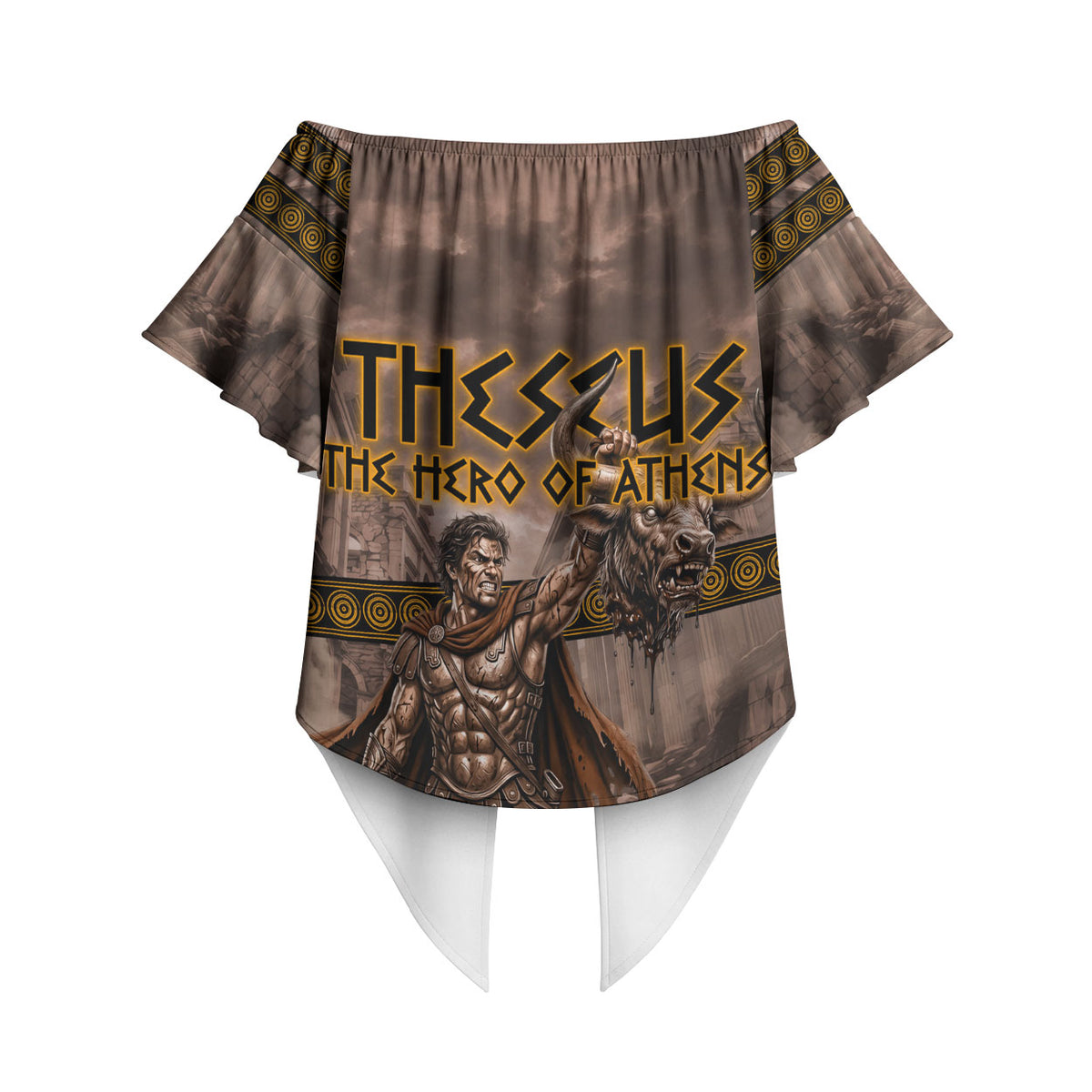 Theseus The Hero Of Athens Off Shoulder Wrap Waist Top Greek Mythology Minotaur Ancient Warrior Art