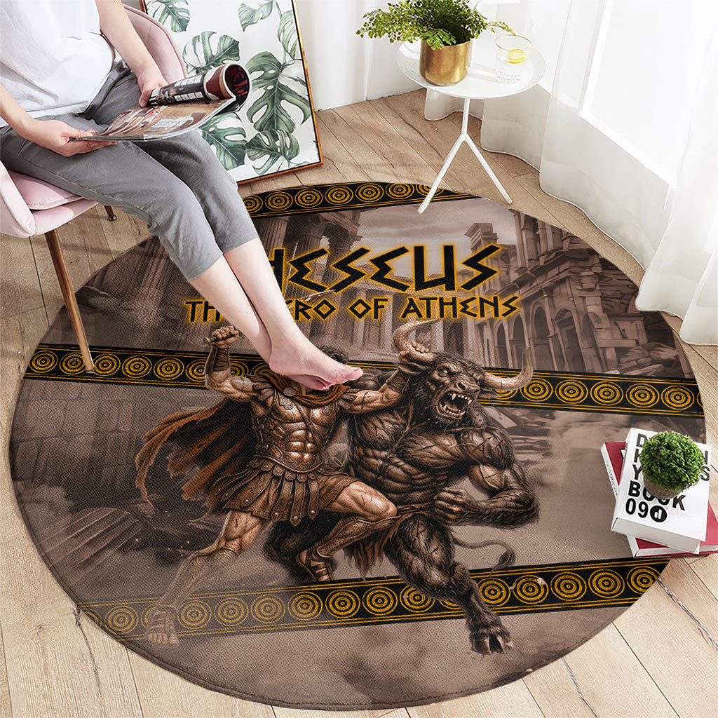 Theseus The Hero Of Athens Round Carpet Greek Mythology Minotaur Ancient Warrior Art