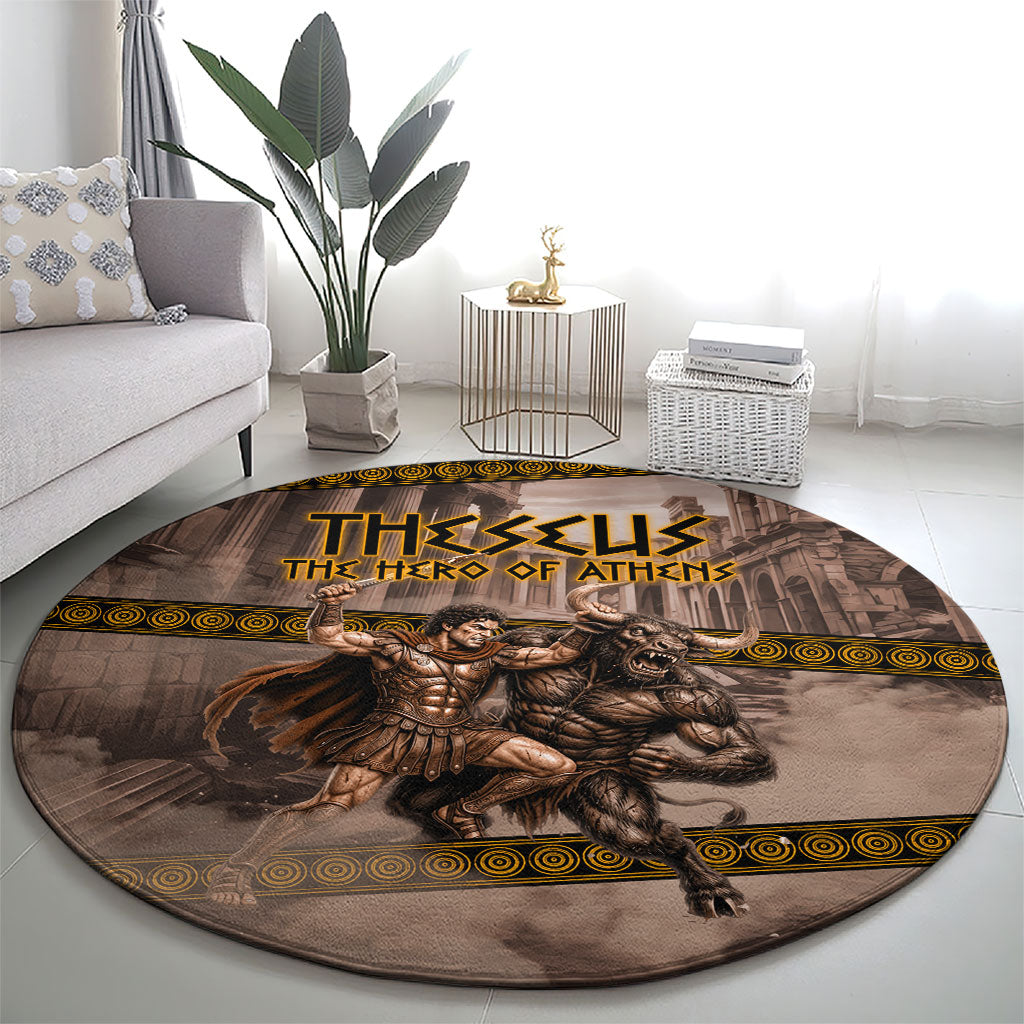 Theseus The Hero Of Athens Round Carpet Greek Mythology Minotaur Ancient Warrior Art