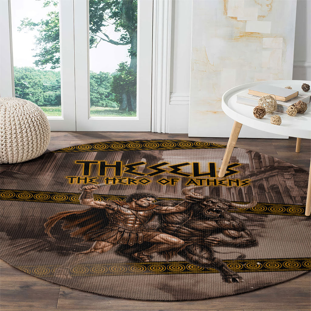 Theseus The Hero Of Athens Round Carpet Greek Mythology Minotaur Ancient Warrior Art