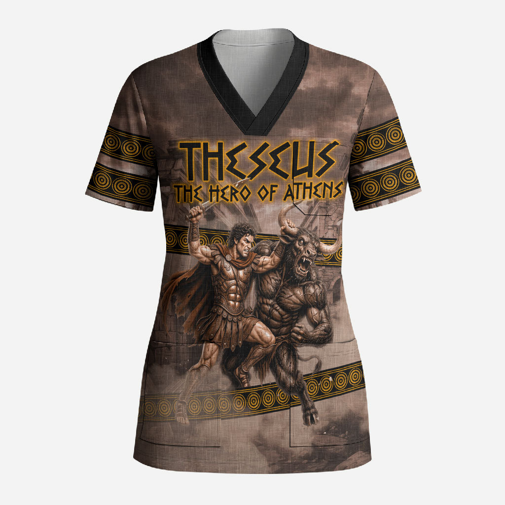 Theseus The Hero Of Athens Scrub Top Greek Mythology Minotaur Ancient Warrior Art