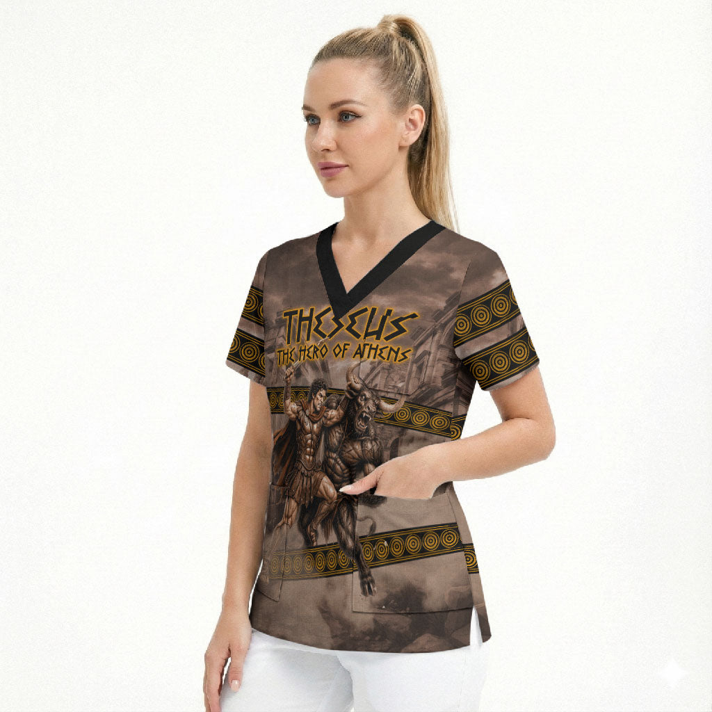 Theseus The Hero Of Athens Scrub Top Greek Mythology Minotaur Ancient Warrior Art