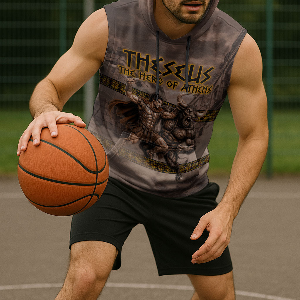 Theseus The Hero Of Athens Sleeveless Hoodie Greek Mythology Minotaur Ancient Warrior Art