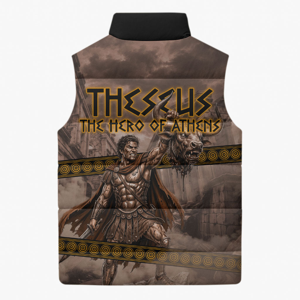 Theseus The Hero Of Athens Sleeveless Puffer Jacket Greek Mythology Minotaur Ancient Warrior Art