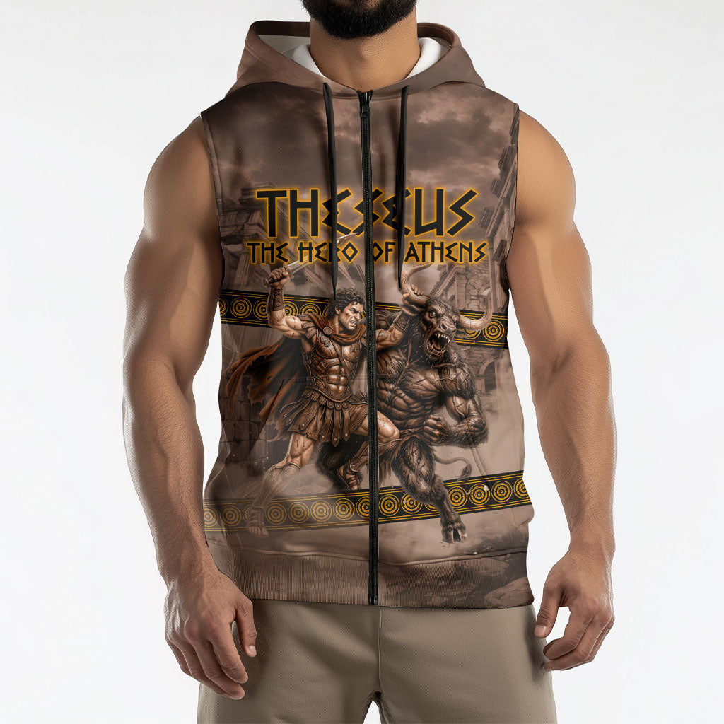 Theseus The Hero Of Athens Sleeveless Zip Hoodie Greek Mythology Minotaur Ancient Warrior Art