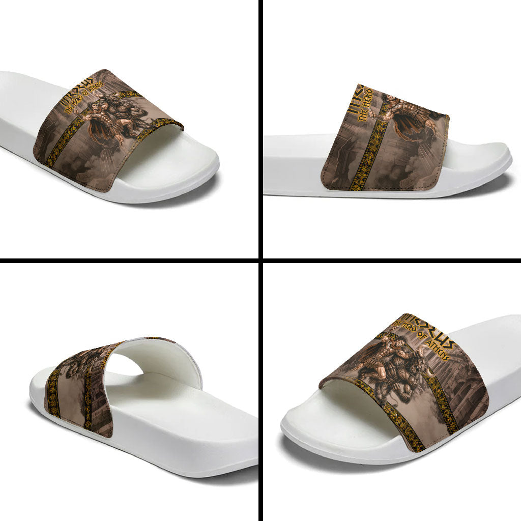 Theseus The Hero Of Athens Slide Sandals Greek Mythology Minotaur Ancient Warrior Art