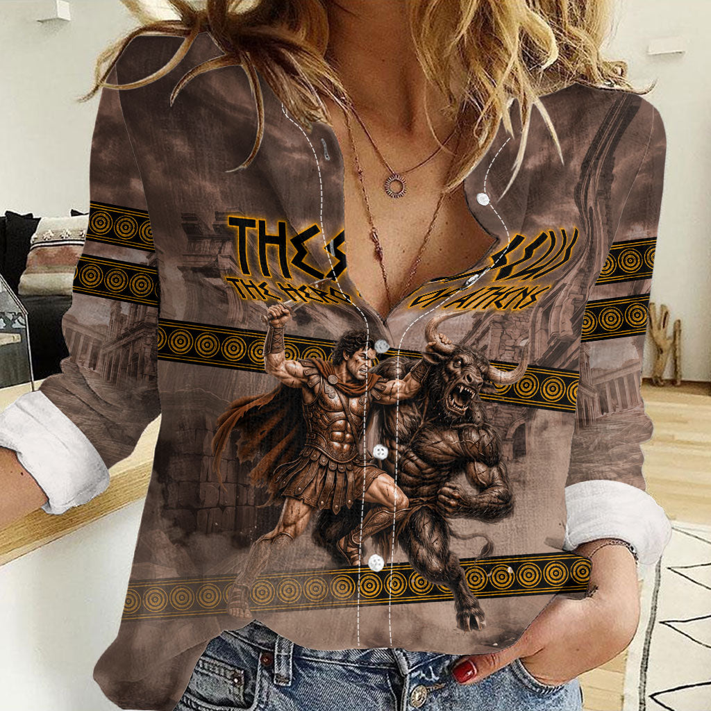 Theseus The Hero Of Athens Women Casual Shirt Greek Mythology Minotaur Ancient Warrior Art