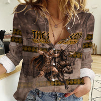 Theseus The Hero Of Athens Women Casual Shirt Greek Mythology Minotaur Ancient Warrior Art